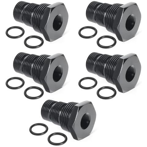 Kodilin Oil Filter Adapter 1/2-28 Thread Adapter,1/2-28 Female to 3/4-16 13/16-16 3/4 NPT Male Hose Adapter Reducer Fitting Connector Aluminum Black - 5PCS Cover