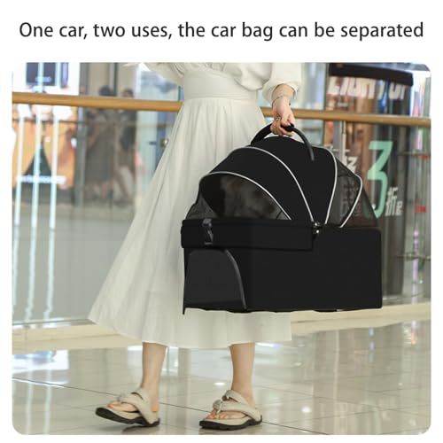 BAMFY 2 Em 1 Dobrável Carrinho De Passeio Pet Para Cães Pequenos MéDio Cães E Gatos Portátil Carro P