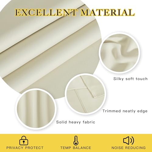 NICETOWN Blackout Sliding Glass Door Curtain, Thermal Insulated Grommet Room Darkening Window Treatment Sound Dampening for Bedroom/Living Room, Beige, W80 x L90, 1 Panel