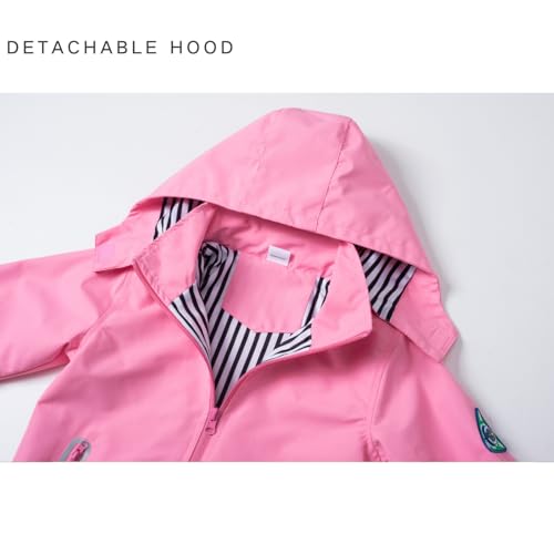 Image of Boys Rain Jacket with Detachable Hood Lightweight Raincoats for Kids