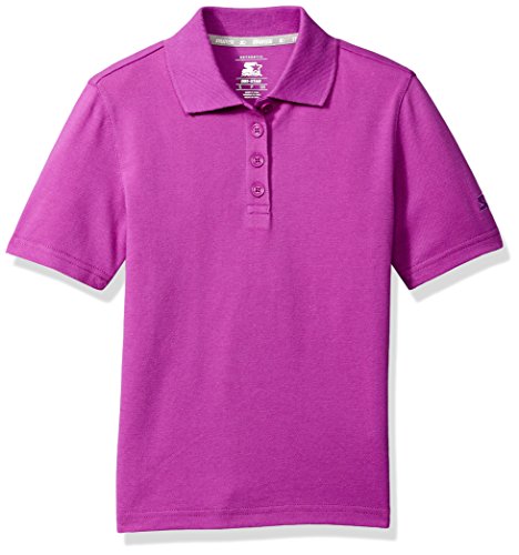Starter Girls' Short Sleeve Performance Pique Polo, Amazon Exclusive, Pro Purple, S (6/6X)