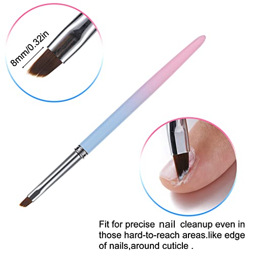 Gootrades Nail Art Clean Up Brushes,2 Pcs Round&Angled Nail Brushes For Cleaning Polish Mistake On The Cuticles, Acetone Resistant Nail Brush, Finger Nail Cleaning Brushes For Nail Art And Designs #TOP2
