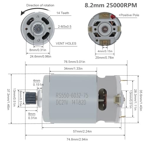 Motor RS550 DC de 21V para solucionar fallos de potencia en mini sierras a batería 4