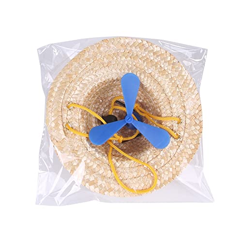 Pet Dog Cat Straw Hat Sun Hats Mini Fan Straw Hat Puppy Accecories Hawaii Style, Fot Small Medium Big Dogs Cats Costume Photography Props(M-Plane) #TOP2