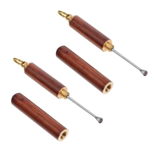 VOSAREA Ear Cleaner Tools 2 Pcs Wooden Earwax Scoops Brass Sandalwood Safe Gentle Cleaning