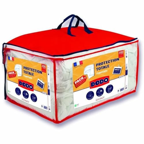 Pack Protection : Couette 220x240 cm + Taie d'oreiller + 1 Protege Oreiller - Fabriqué en France