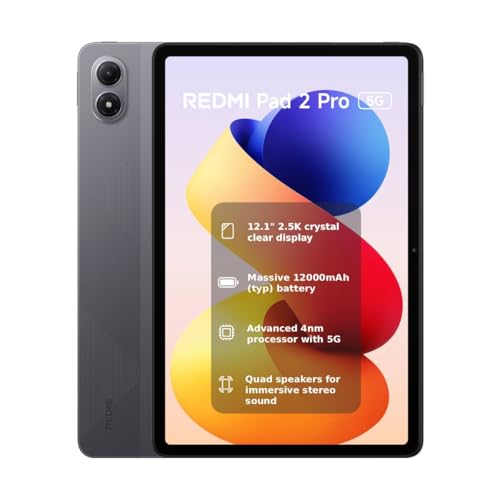 XIAOMI REDMI 2 Pro 5G, 8+256GB, 12.1" 2.5K 120Hz Crystal-clear Display, Massive 12000mAh, 4nm Processor with 5G, Dolby Atmos, Graphite Gray, Warranty 2 years, Charger Not Included