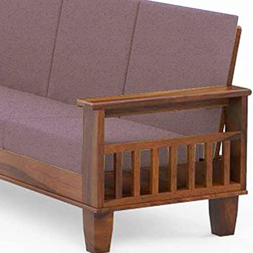 Image of Swangia Art Solid Sheesham Wood Sofa Set 5 Seater For Living Room | Wooden 5-Person Sofa Set For Home Office | 3+1+1 Sofa Sets For Living Room | Five Seater Sofa With Storage | Rosewood, Natural Brown