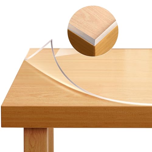 WOLTU Tovaglia Plastificata Trasparente da 2 mm, Copritavolo in PVC con Bordi Smussati a V, Tovaglia idrorepellente per Cucina, Rettangolare 80x120 cm
