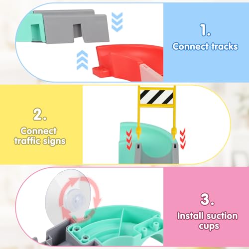 Badewannenspielzeug, 52 Stück Badespielzeug für Kinder ab 3 4 5 6 Jahre, DIY Kugelbahn Badewannen Spielzeug Kinder Wasserspielzeug mit Tier Squeeze Spielzeug und Aufbewahrung, Geschenke für Kinder