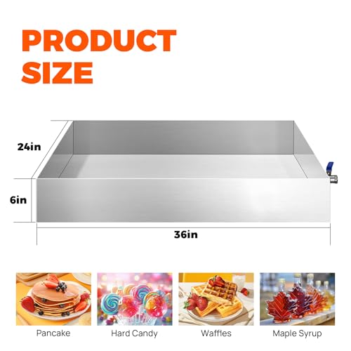 Image of 24x36x6 Inch Maple Syrup Evaporator Pan, 304 Stainless Steel with 1 Valve, Professional Grade for Efficient Home Syrup Boiling