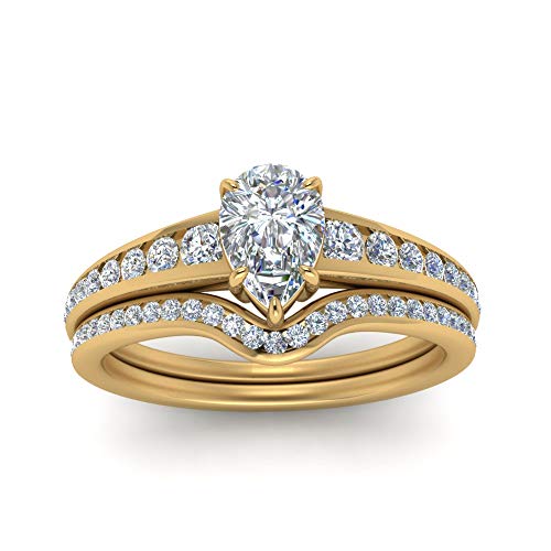 Pierre de naissance ensemble de mariage diamant poire le cadeau d'anniversaire idéal