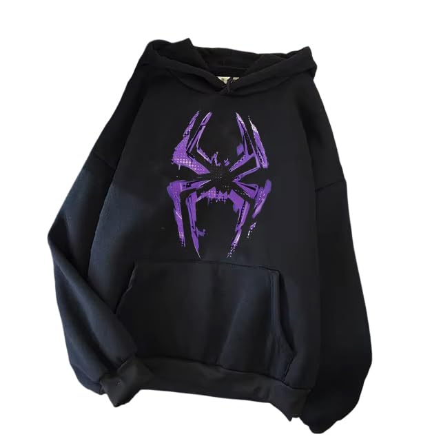 Spider Printed Unisex Cotton Sweatshirt Hoodie Sweatshirt - Spider Hoodie Black-image-7