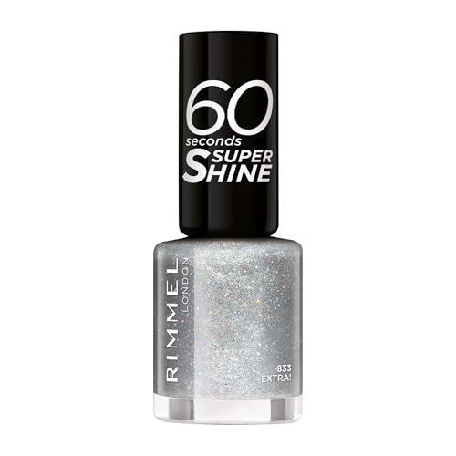 Rimmel 60 Seconds Super Shine Nail Polish Quick-Dry Nail Polish Ultra-Shiny Finish Easy to Apply Vibrant Colour Long-Wearing Clean and Improved Formula Vegan 8ml