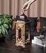 Large Farmhouse Decorative Wooden Lantern Set of 2, Rustic Brown Floor Lanterns, Indoor/Outdoor Hurricane Lanterns for Home Decor (No Glass)