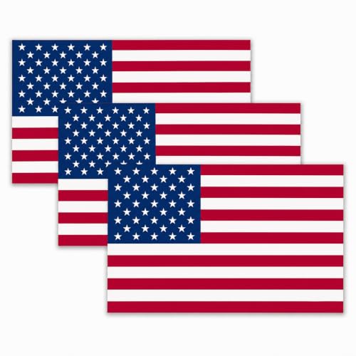 Image of American Flag Vinyl Flag Stickers, Car Decals, Waterproof Indoor Outdoor, Laptop Stickers, Car Bumper, USA Flag, 5 x 3 Inches, Set of 3
