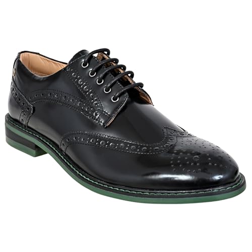 Image of Hx London Brush-Off Leather Men Brogues Formal Derby Shoes