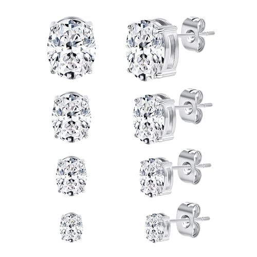 316L Stainless Steel Earrings Set Hypoallergenic Cubic Zirconia Stud Earring for Women Men...