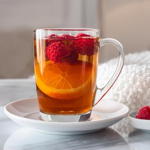 Glasmark KROSNO 1992 Gläser Set Kaffeegläser Teegläser Mit Henkel 6 Stück 300 ml Kaffee Tee Latte Glas Teetassen Glasbecher Trinkglas Spülmaschinengeeignet Ala