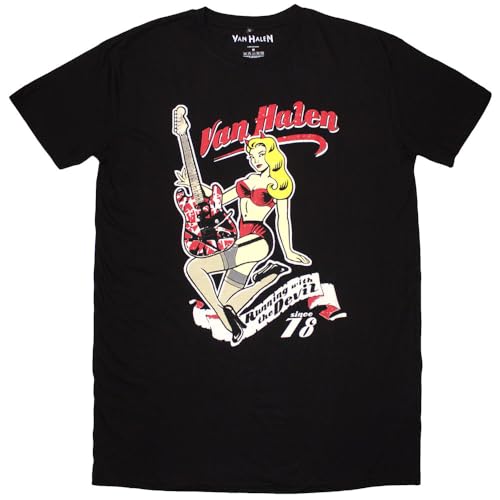Robe T-shirt Van Halen Running with The Devil en coton noir pour un style rock urbain