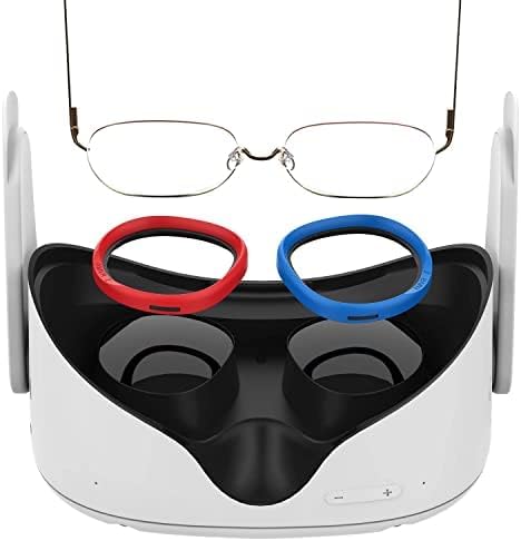 AMVR 6 Pairs Glasses Spacer for Oculus Quest 2, VR Lens Protector Accessories Silicone Anti-Scratch Ring to Protect Headset Lens and Glasses Compatible with Meta Quest 1/Rift S/Go(Red & Blue, Black)