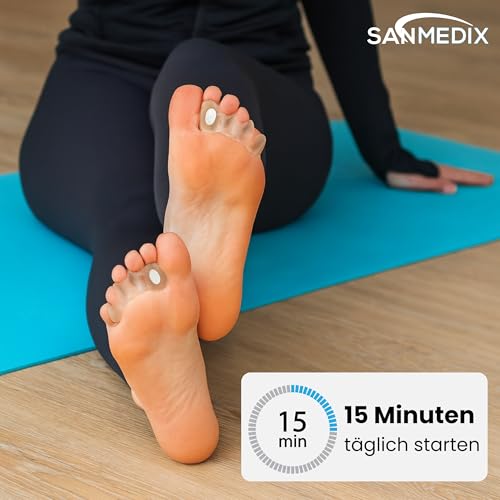 Sanmedix Zehenspreizer – 2 Paar Zehentrenner mit Plug-In System für Hallux Valgus, Ballenzehen & Zehenkorrektur – Silikon Toe Spacer für Damen & Herren (Transparent, Einheitsgröße)