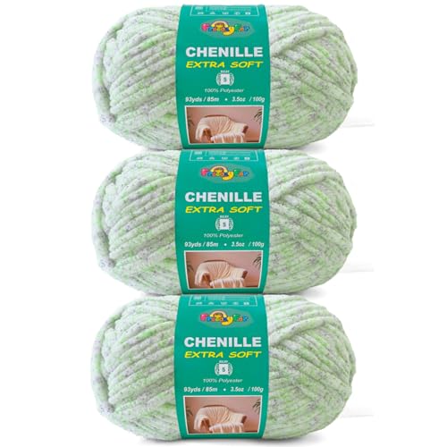 Image of Super Soft Velvet Chenille Yarn for Crocheting and Knitting-Easy to Crochet-Bulky, 3.5oz /93yds of Each Skein-Chunky Plush Yarn for Hand Craft Blanket Ammigurumi DIY (Spring Meadow, 3 Pack)