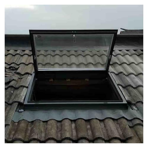 Botola Da Tetto Lucernario con botola sul tetto, grande finestra di accesso al tetto con vetro temperato a doppio strato e pannello di drenaggio, lucernario per installazione su ponte(26x38in/66x96.5c