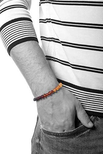 AMBERAGE Natural Baltic Amber Bracelet for Adults (Women/Men) - Hand Made from Raw-Unpolished/Certified Baltic Amber Beads(6 Colors) (7, Raw-Unpolished Rainbow)3
