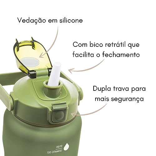Garrafa Squeeze em Policarbonato Verde 2L - Lyor