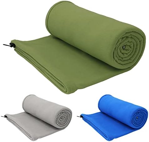 Arctic Lemmings Fleece Sleeping Bag Liner, 75" Long Zipper Microfiber Fleece Travel Single Sleeping Bag Camping Blanket, Indoor Outdoor Blanket for Adults & Children (Army Green)
