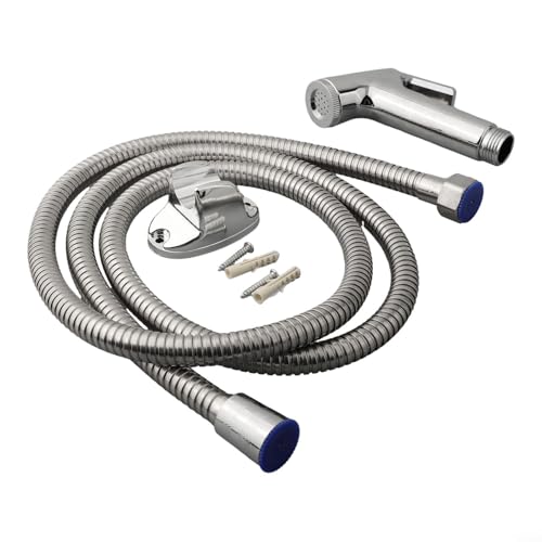 Handheld Bidet Sprayer Toilet Shower Kit Chrome Shattaf Spray Set with Wall Mount Bracket Hose for Baby Cloth Diaper Pet Hygiene Elderly Mobility Aid