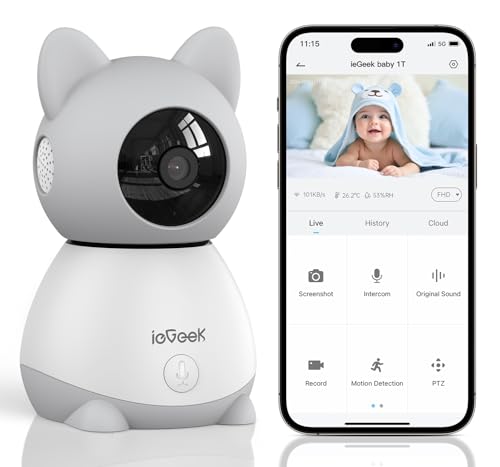 ieGeek Baby Monitor compatibile con telecamera aggiuntiva 2K con telecamera e audio