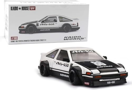 1:64 Diecast Model Car Compatible with Toyota AE86 Sprinter Trueno Kaido Street V1 White Limited Edition by Kaido House x Mini GT KHMG180