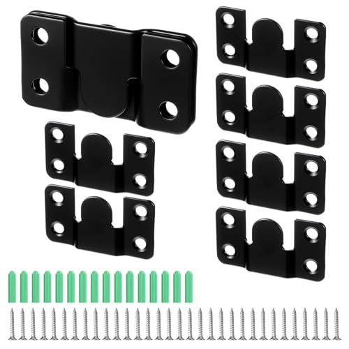 Image of 4 Pairs Flush Mount Bracket, Stainless Steel French Cleat Keyhole Hangers Interlocking Hanging Buckle Wall Mounting Hardware Heavy Duty Z Clips Picture Hanger Buckle Furniture Connector, Black