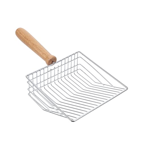VICASKY 1pc Cat Litter Shovel Scoop Self Cats Sifting Post Poop Filter Cat Cleaning Shovels Sturdy Pet Shovels Cat Shovel Pet Cleaning Shovel Cat Care Tool Silver Imported Beech Handle