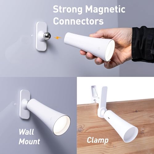 Image of New LED Wall Mounted Reading Lights - 3 in 1 Cordless Bedside Lamps with USB Charging Port - Magnetic Headboard Clip on Book Light Wall Sconce with 3 Brightness Levels for Home Office Bedroom