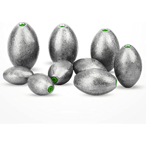 AMYSPORTS Egg Lead Fishing Weights Kit Drop Bass Weights Sinker Tackle Saltwater Casting Fishing Sinkers Set Oval Freshwater 10pcs 1.4oz Cover