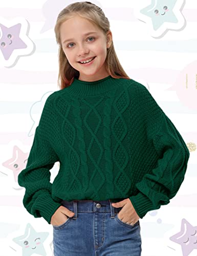 Girls Sweater Pullover Cable Knit Long Sleeve Turtleneck Chunky Warm Top2