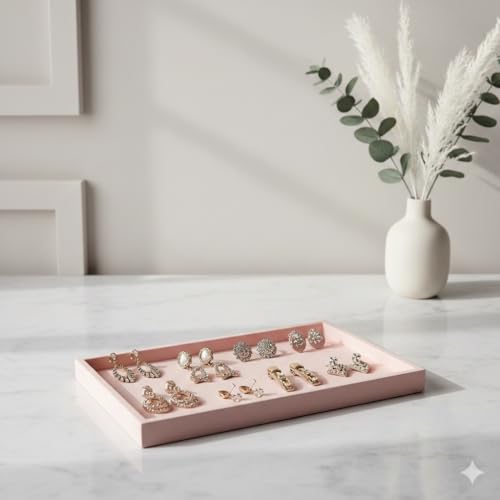 Image of Velvet Jewellery Drawer Organizer Stackable Tray in Pink for Serving