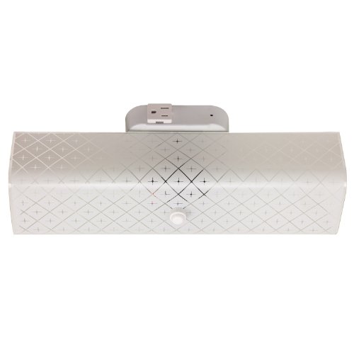 Sunlite B14 GCO 14-Inch 2-Bulb Rectangle Bathroom Wall Fixture, with Outlet White Finish with Ornate White Glass