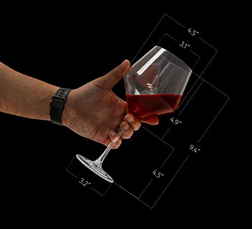 Wine Glasses, Lead-Free Crystal, Large Bowl Tall Red, 23oz, Set of 4 - Thumbnail 6