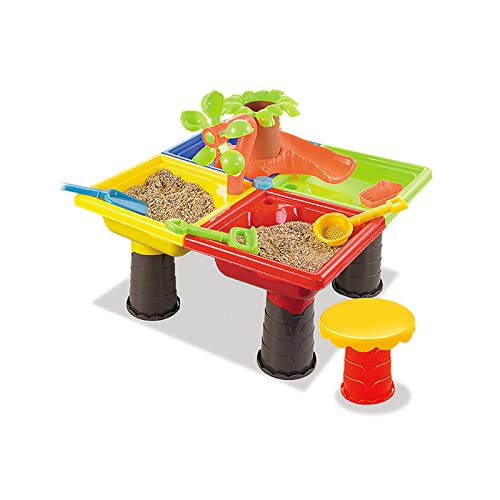 Vvciic Table de Plage Jouer Table de Jeu Sable et Eau pour Les activités denfants en Plein air avec Compartiment, Bac Sable de Jardin de Jeu Extérieur Cover