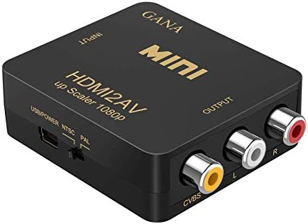 HDMI to RCA, GANA 1080P HDMI to AV 3RCA CVBs Composite Video Audio Converter Adapter Supporting PAL/NTSC with USB Charge Cable (Black)