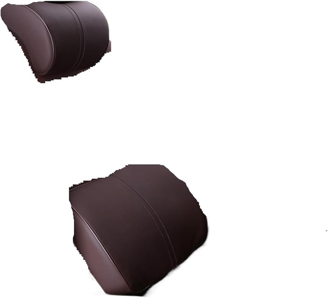 Car Headrest Car Fit for Seat Headrest Travel Rest Neck Pillow Leather Car Neck Pillow Memory Foam Pillows Neck Rest Fit for Seat Headrest Cushion Comfortable (Color : A Set Coffee)