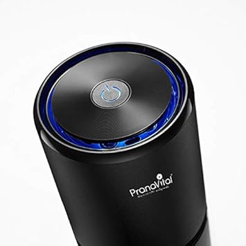 PranaVital Car Air Purifier with 12 Million Negative Ions Power Input: 5V/1A; Auto Start: One Key Operation Applicable Space: 10M3 * Noise: <27Db Weight: 300G, Activated Carbon, Black