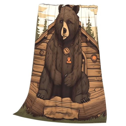 Couverture flanelle douce ours rustique, plaid de qualité supérieure - 4