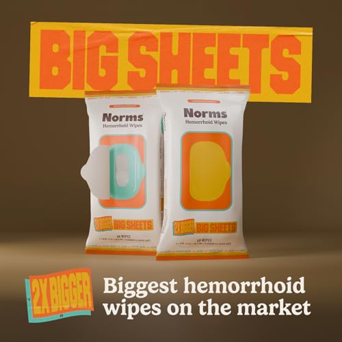 Image of Norms Big Sheets XL Hemorrhoid Wipes, Witch Hazel, Flushable, 48ct