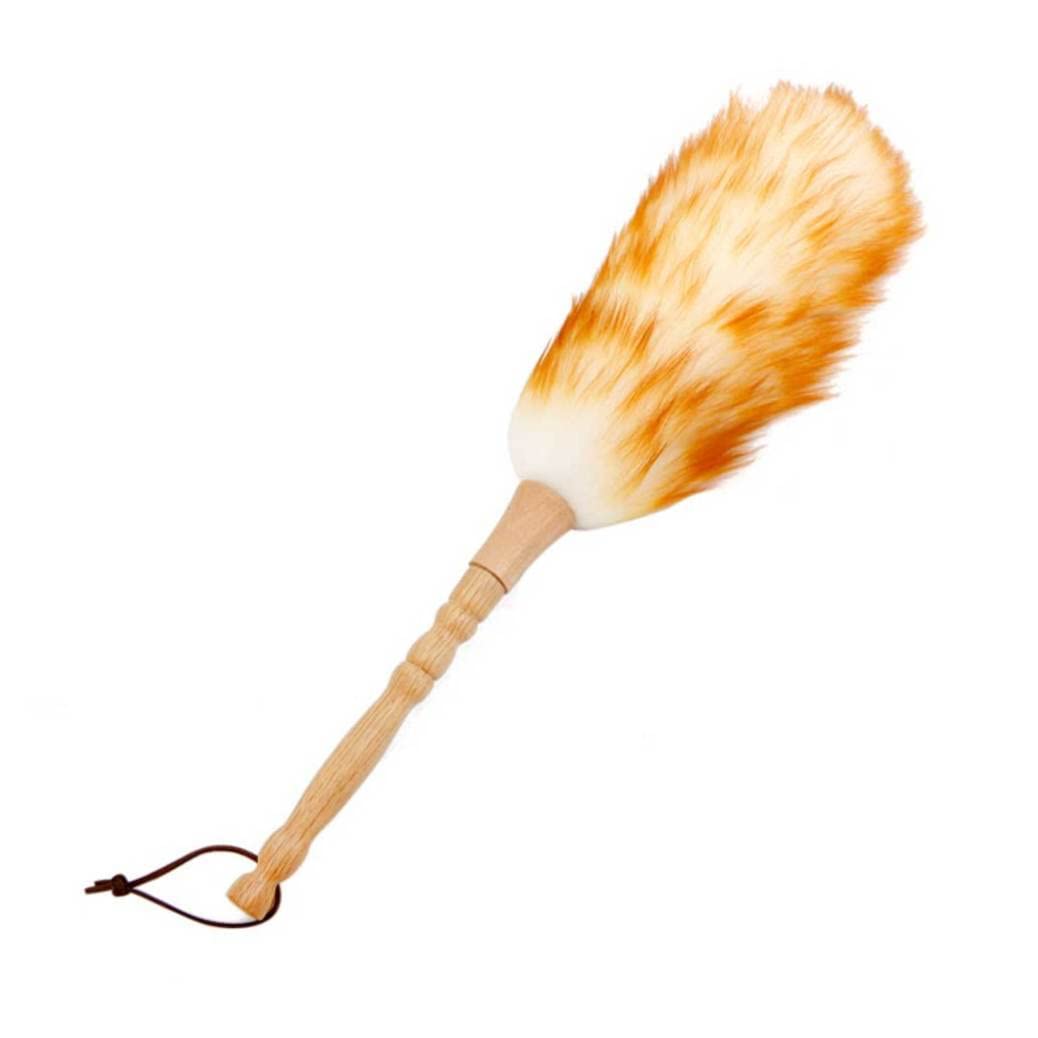 VONGLYHOO Lambswool Duster - Soft Fluffy Wool Head with Wooden Handle - Anti Static Cleaning Duster Brush