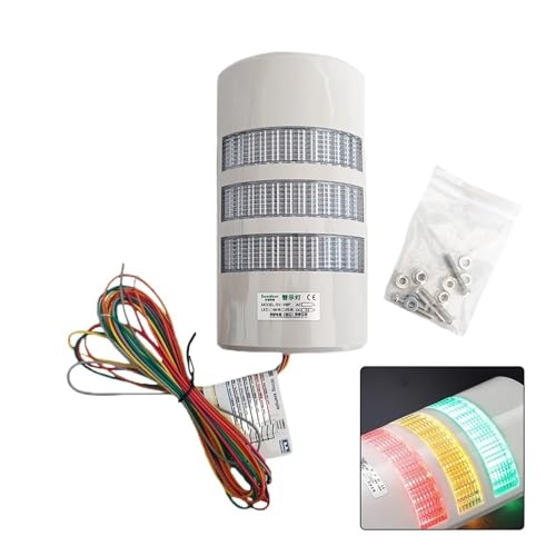 SERDAS Alerta de advertencia de tres colores para montaje en pared con señal de voz LED, luz de alarma de 12 V, 24 V, 220 V, 110 V para equipos eléctricos (zumbador brillante de 24 V)